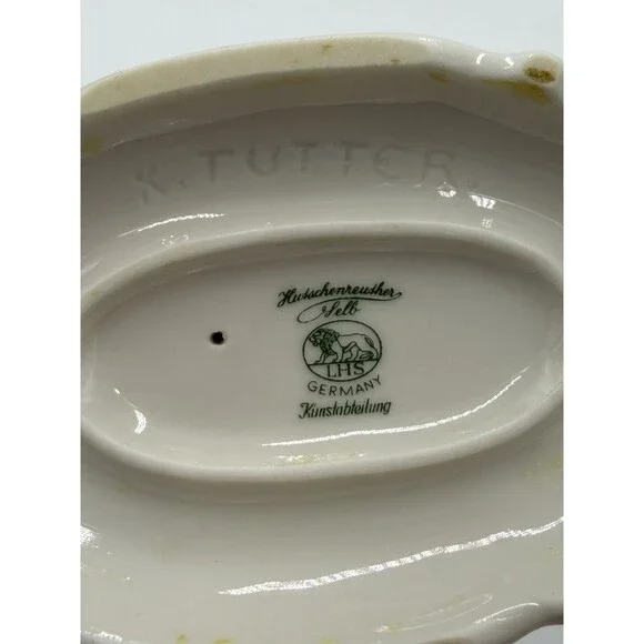 Hutschenreuther Kunstabteilung Putto w/Fawn German Porcelain Figurine Vtg 4”H